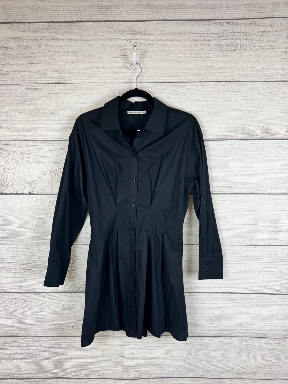 Abercrombie & Fitch Women's Black Long Sleeve Shirt Button Up Dress Size Small